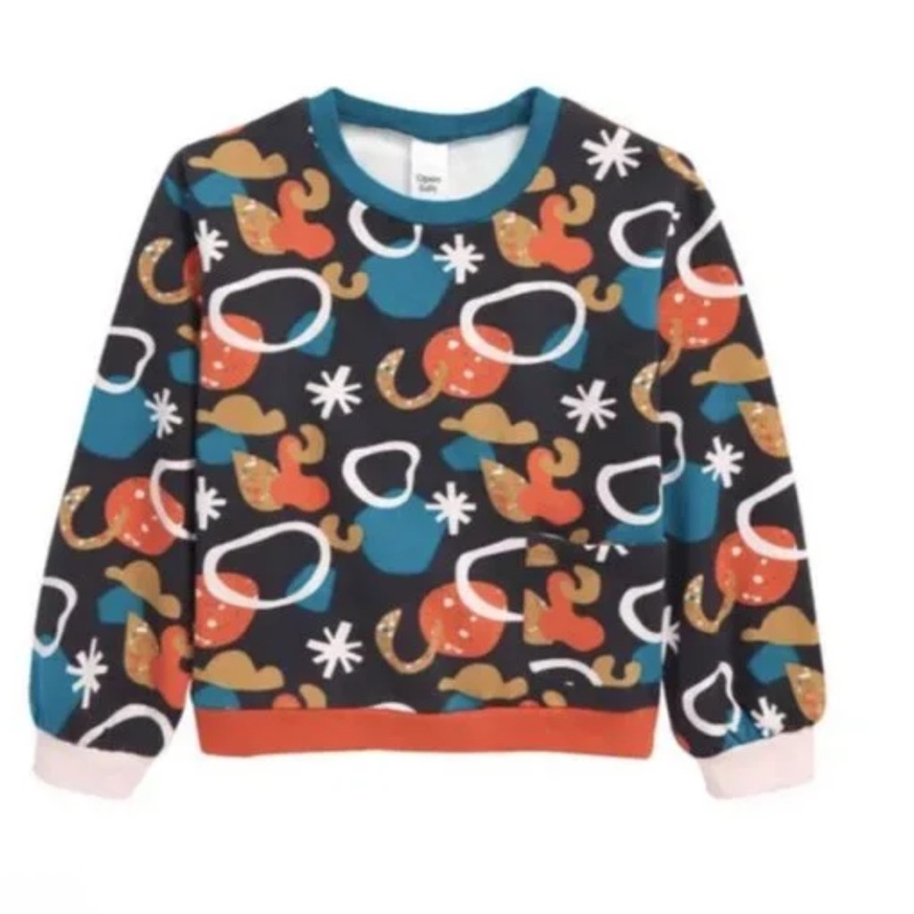 New! Open Edit Abstract Pattern Crewneck Sweatshirt